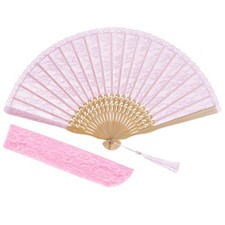 Lace Handheld Chinese Folding Fan Bamboo Silk Folding Fan for Women Wedding D...