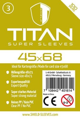 KartenhÃ¼llen Shield Titan - 100 Super Sleeves für Kartengröße 45 x 68 mm NEU