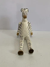 Articulated Carved Wooden Folk Art Zebra w/ Jointed legs 6.5” Sit Shelf Sitter