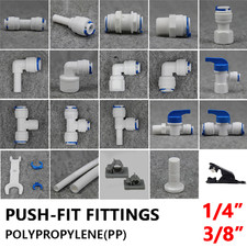1/4" 3/8" Push Fit Pipe Fittings for RO Unit Water Filter Fridge Elbow, Tee etc