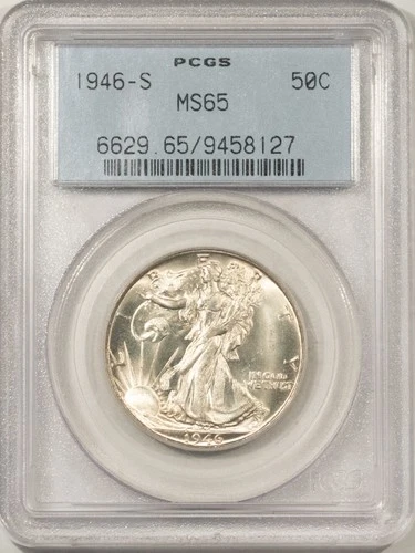 1946-S WALKING LIBERTY HALF DOLLAR - PCGS MS-65, OGH, SUPERB PREMIUM QUALITY!
