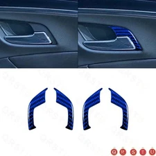 4Pcs For Chevy Impala 2014-2020 Blue Carbon Fiber Door Handle Trim Cover Panel