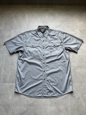 Ariat Rebar Men s L Gray Solid Short Sleeve Button-Down Button-Up Shirt
