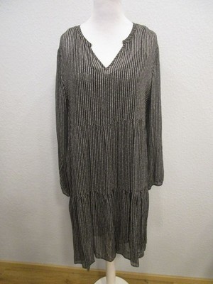 Comma 2tlg. Blusenkleid  V-Ausschnitt Langarm schwarz/weiß Gr.L (V26-05)