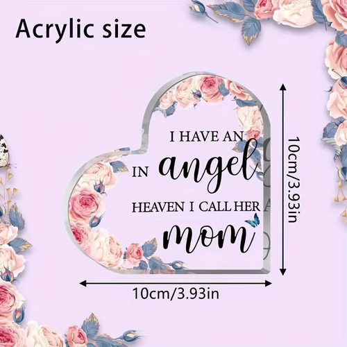 Souvenir Pour Perte De Mère Fleurs Forme Coeur Sympathie Plaque Bureau Affichage - Photo 2 sur 5