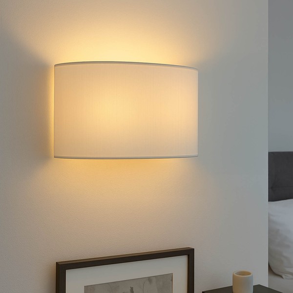 Wandleuchte Stoff Up Down Creme Messing 2X E27 Wandlampe Flur Schlafzimmer-image