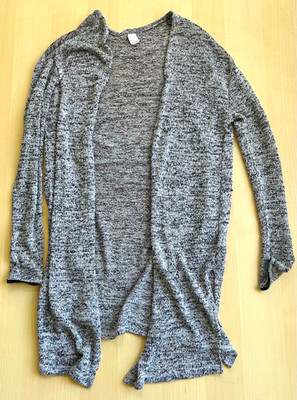 H&M Damen Strickjacke Cardigan Größe XS Strick Grau meliert offen Langarm