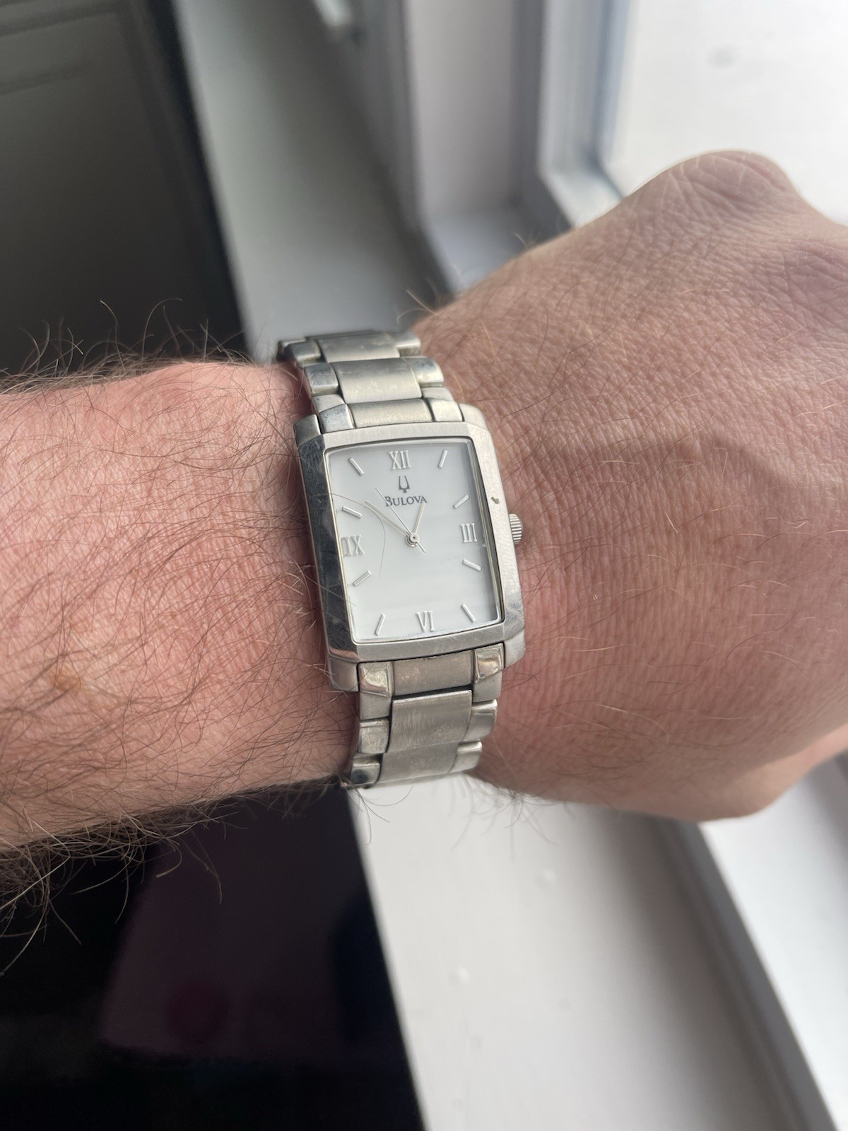Bulova Rectangular Silver Analog Watch Roman Nume… - image 3