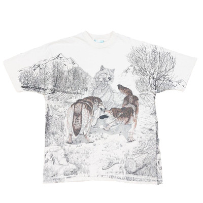 Vintage 90s Local Color Wolf Wildlife AOP T-Shirt Large Single Stitch Nature Tee