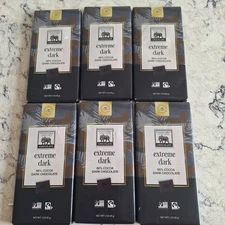6 Endangered Species Extreme Dark Chocolate Bars 88% Cocoa Extra 3 Oz 6/2026 NEW