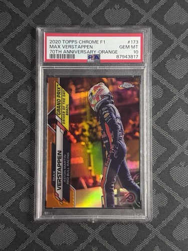 2020 Topps Chrome F1 70th Anniversary ORANGE Max Verstappen #173 PSA 10 SSP