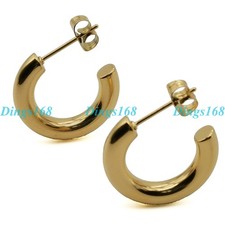 Designer Inspired 18K Gold Filled 20mm/0.79" Small C-Hoop Post Back Earrings Z5A