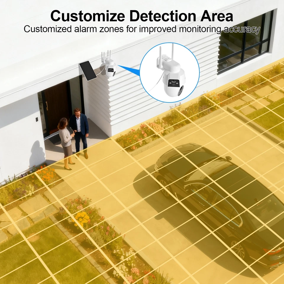 Cámaras de seguridad para el hogar inalámbricas alimentadas por batería solar ANRAN para exteriores panorámica/inclinable Wifi Foto 2 de 4