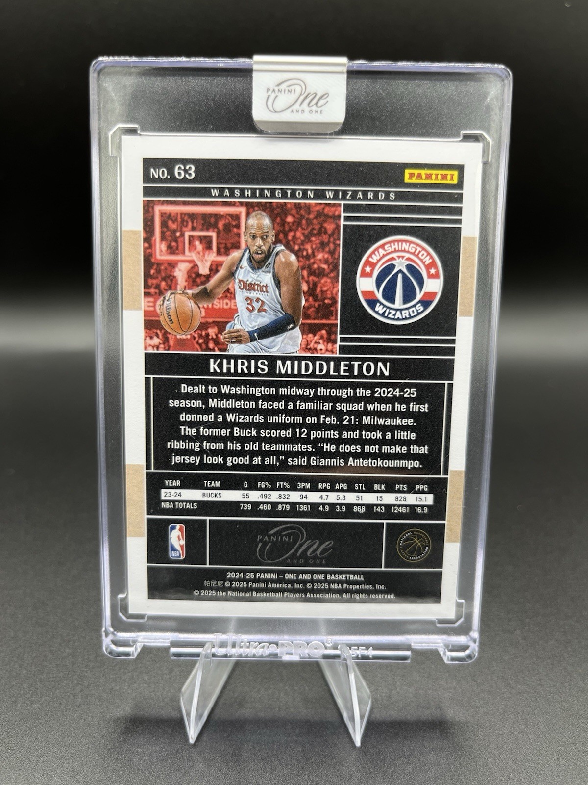 2024-25 Panini One and One Khris Middleton Gold #63 04/10 Wizards view 2