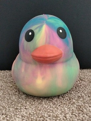 Sunny Days Jumbo Squeezy Duck   Tie-Dye Yellow Squishy Stress Relief Toy   New