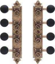 Golden Age A-style Mandolin Tuners, Relic brass with black knobs