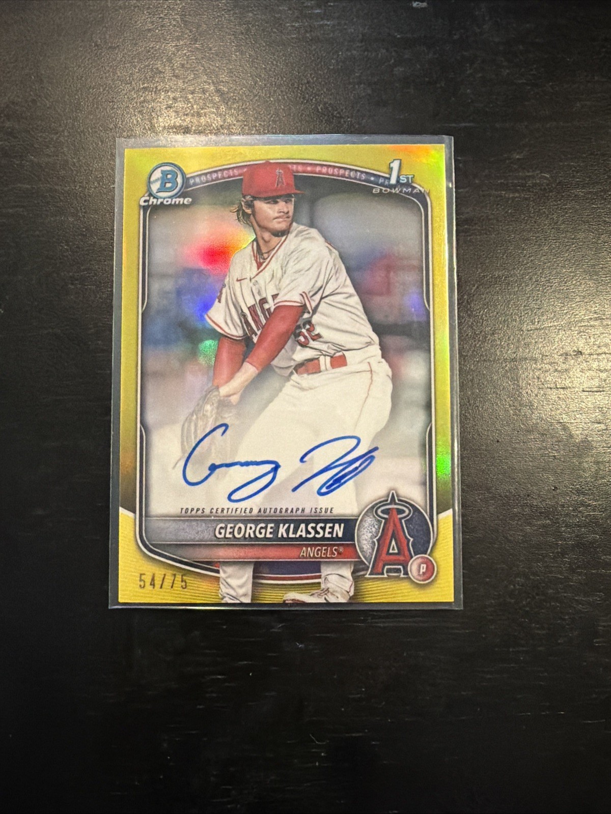 2025 Bowman George Klassen Chrome Auto Yellow Refractor 1st Prospect 64/75