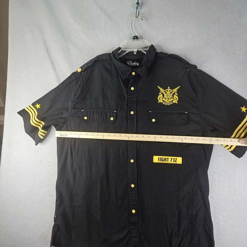 Camisa Eight 732 Para Hombre 3XL Negra Manga Corta Abotonada Captns y Tripulaciones Piloto Foto 4 de 4