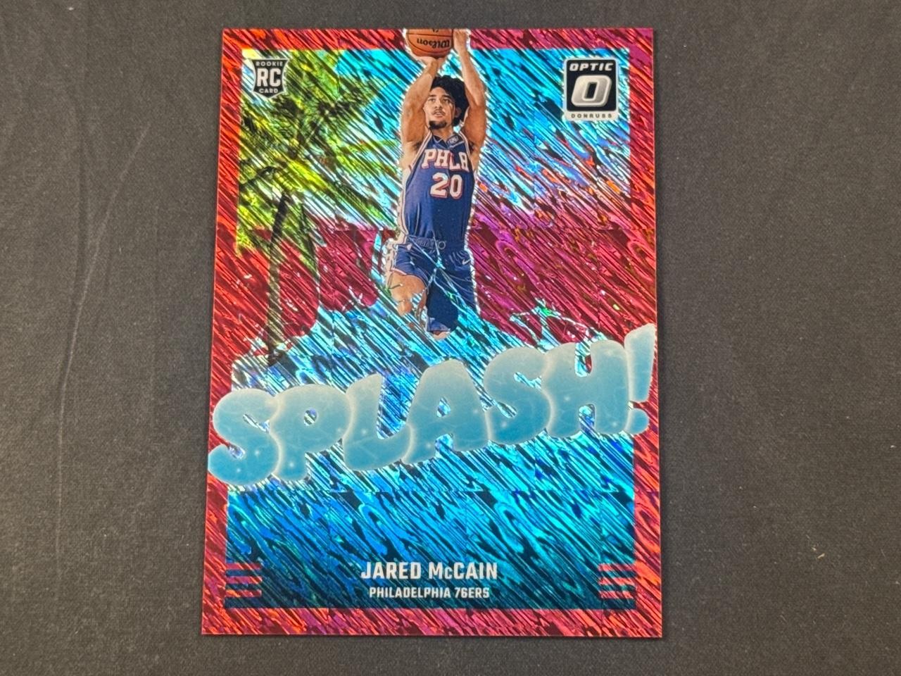 2024-25 PANINI DONRUSS OPTIC JARED MCCAIN ROOKIE SPLASH! RED SHIMMER 34/75 76ERS