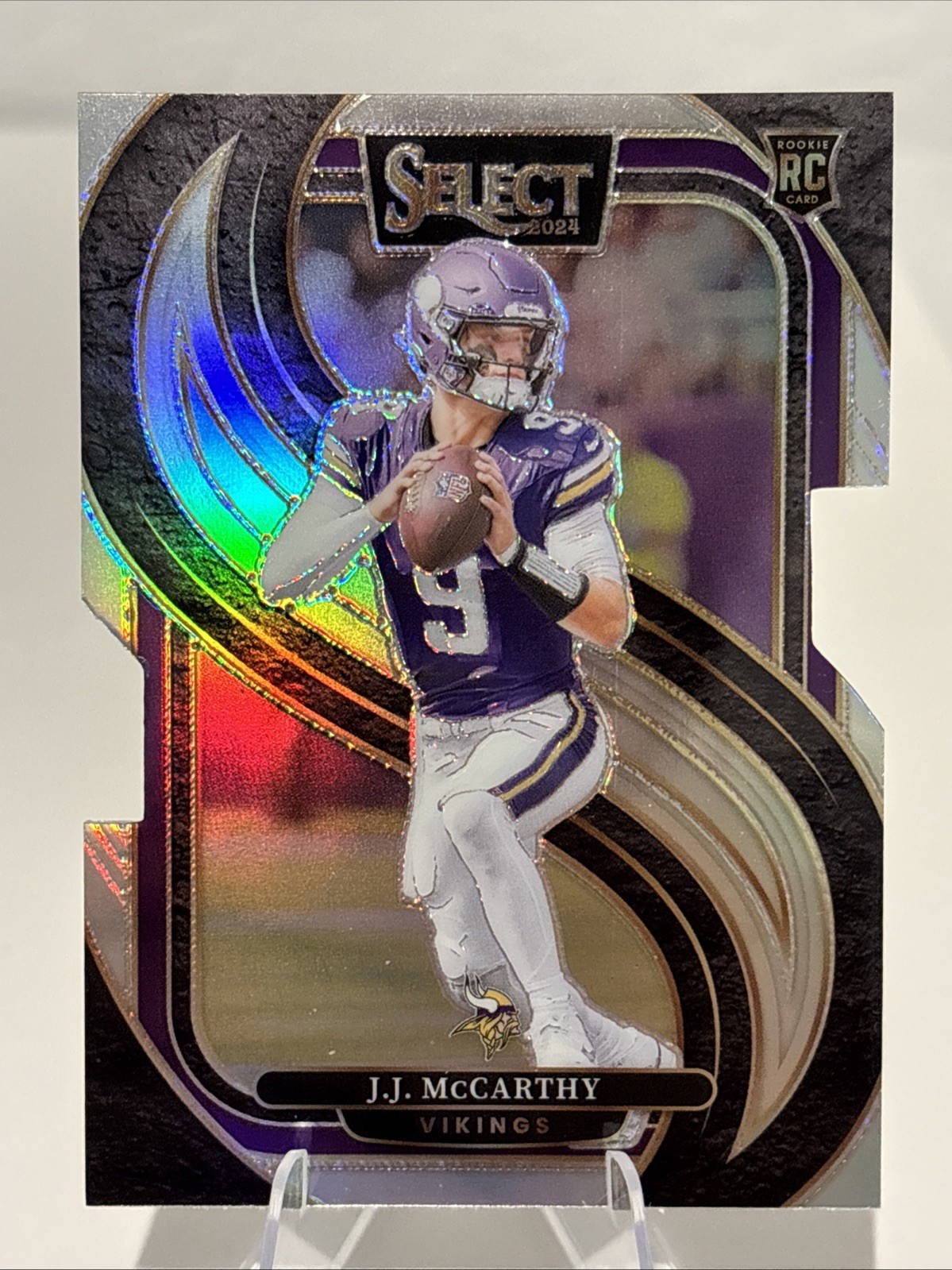 2024 Panini Select - Premier Level J.J. McCarthy #134 Silver Prizm Die-Cut (RC)
