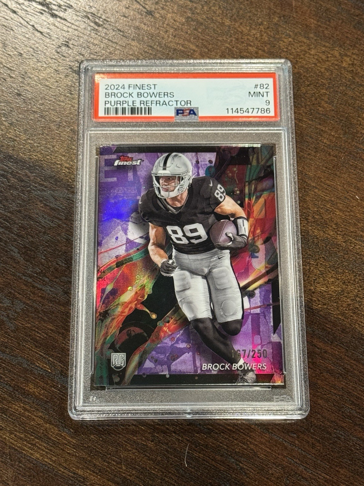 2024 Finest Purple Refractors Brock Bowers #82 167/250 PSA 9