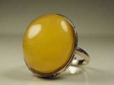 Yellow Color Genuine Baltic Adjustable Amber Ring 5.2 g. R50