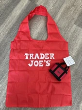 TRADER JOE'S MICRO BAG  -27 x16 Red Tote Nylon Bag & Micro Canvas coin bag  NWT