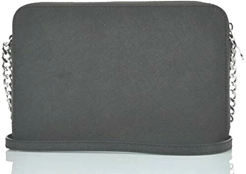 Michael Kors Women Leather Crossbody Bag Purse Messenger Handbag Black Silver MK