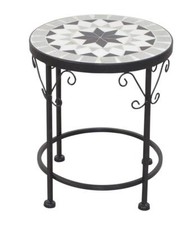 Blumenständer Pflanzenständer Beistelltisch Couchtisch Metall schwarz mit Mosaik