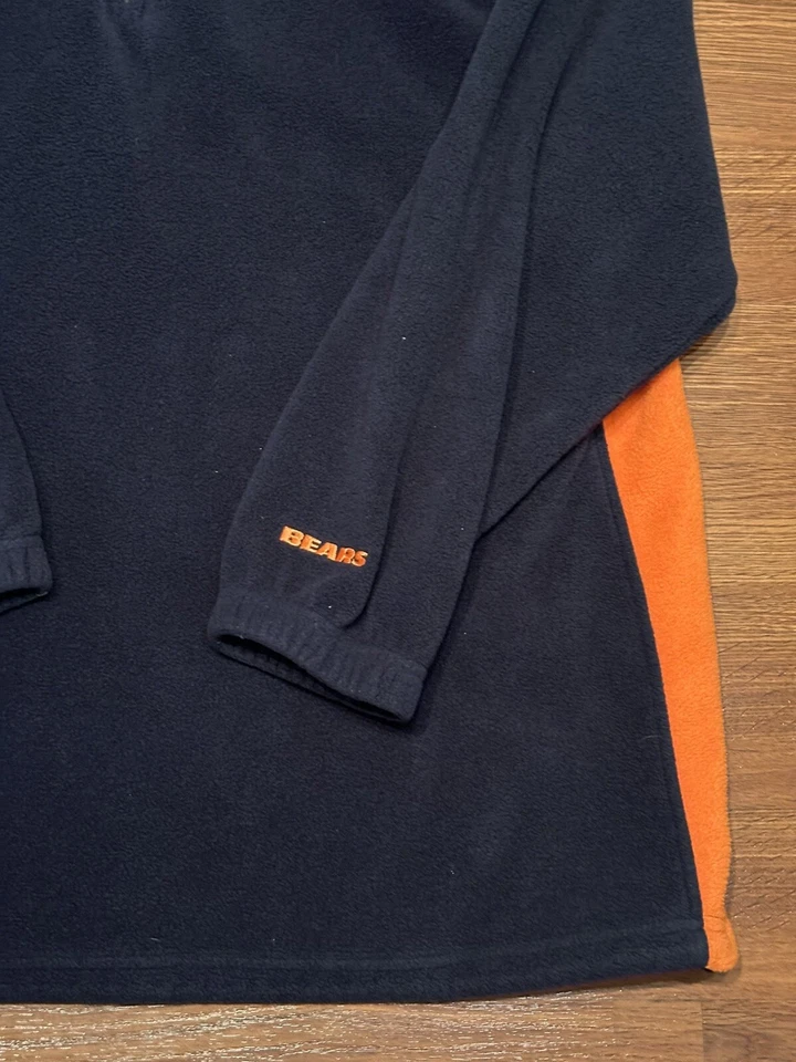 Pullover Chicago Bears Para Hombre XL 1/4 Cremallera Manga Larga Azul y Naranja Bordado Foto 2 de 4