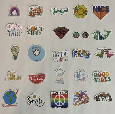 Inspirational Stickers Colorful Funny Cute Vinyl Graffiti Decals (25 Pack)