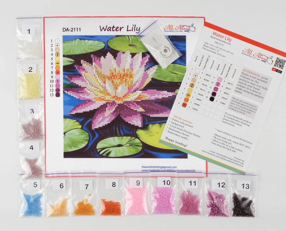 Kit de bordado de cuentas AllAboutEmbroideryUA lirio de agua DA-2111 punto de cruz con cuentas Foto 2 de 4