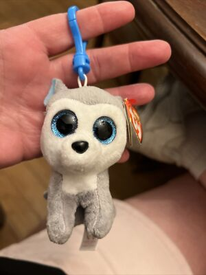 #ad #ad Ty Beanie Boos Slush Husky Dog Clip Keychain Keyring Stuffed Puppy Plush 3quot; Toy $1.00