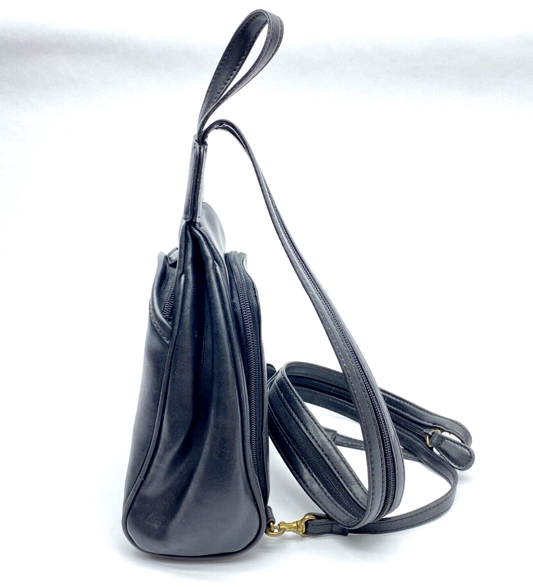 Vintage 90s Y2K Crazy Horse Liz Claiborne Black Leather 