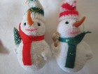 Vintage Lot of 2 Snow Coated Hollow Plastic SNOWMEN w/ carrot nose Christmas — photo 2