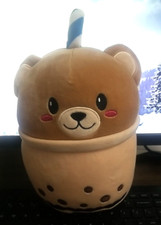 KELLYTOY CUTE BROWN PLUSH, VERY SOFT DOG PILLOW, STAND ALONE 6" WIDE, 10" TALL