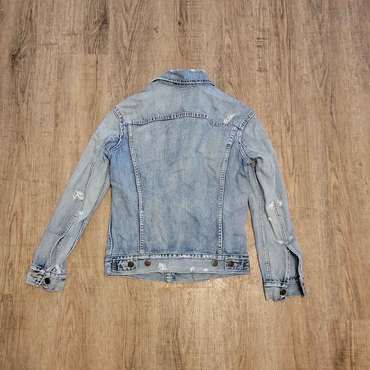 Able Button Up Distressed Collared Denim Jean Jac… - image 5