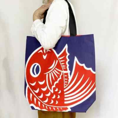 Japanese culture Tairyo-bata Big-catch flag Tote bag Colorful and fun bags #080