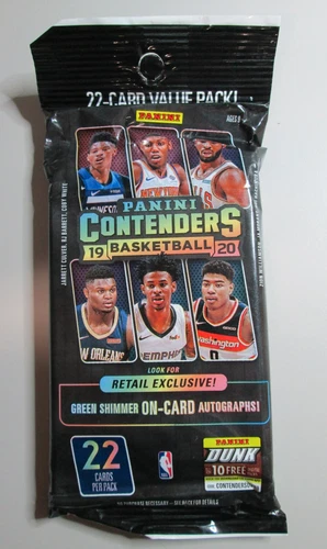 2019-20 Panini Contenders Basketball  Value  Pack Zion Morant Green Shimmer Auto