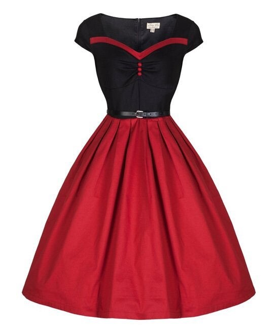 open lace back dress Lindy Bop 'Delta' Wine Swan Border Print Swing Dress Size
