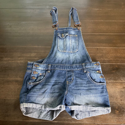 Denim Jean Short Tails Bib Jeans Overalls Women's Size M