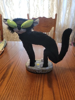 RARE Vintage Gemmy Animated Fraidy Cat Halloween Black Alley Cat Sings Moves