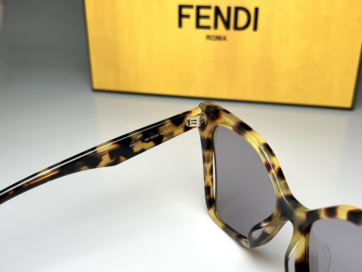 Fendi FE40010U Sunglasses Acetate Havana Frame Mirror Lens  display picture 1