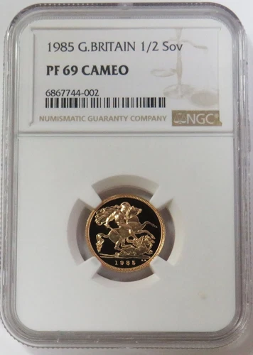 1985 GOLD GREAT BRITAIN 1/2 SOVEREIGN NGC PROOF 69 CAMEO