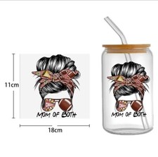 Chargers Piece Cup Wrap, Transfer Stickers for Glass Uv DTF Cheer Football Mom