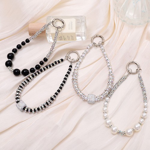 Pearls Rhinestone Beaded Mobile Phone Chain Anti-Lost Lanyard Keychain Bag Chain - 第 8/14 張圖片