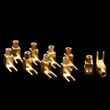 10 Pcs Spade Gold Plated Banana Plug Audio Speaker Cable Connector Adapter US