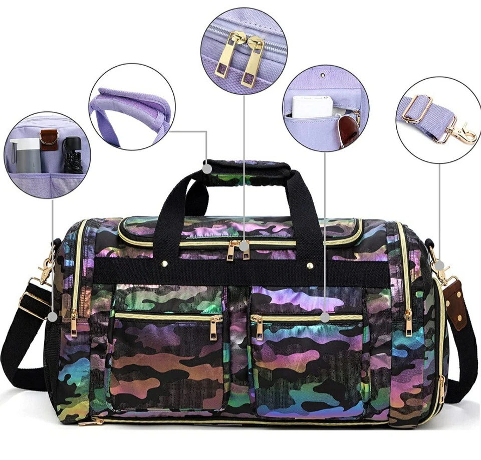 Bolsa de viaje equipaje de mano de fin de semana para pasar la noche arco iris iris iridiscente Foto 3 de 4