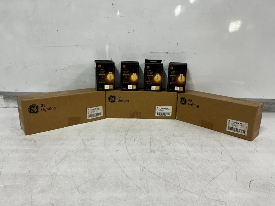 12 GE Vintage 60W/5W LED Light Bulb Globes Vintage Spiral Amber Medium Base G25 - Image 2 of 4