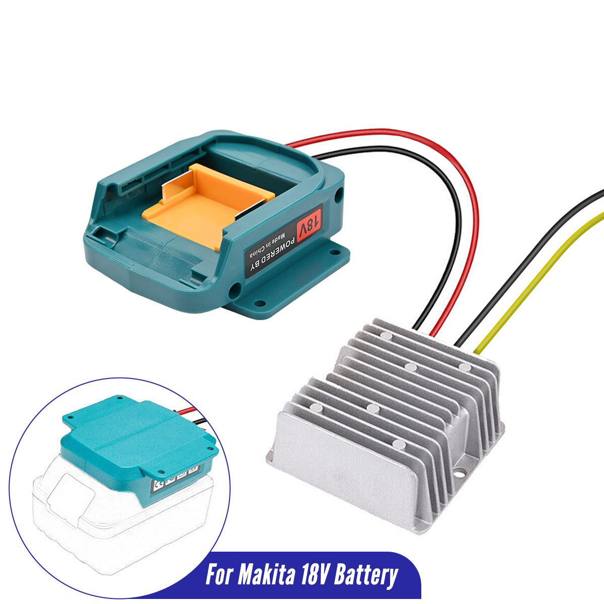 Produktbild von 18V-auf-12V Spannungswandler – 15A / 180W DC-DC Konverter, Kompatibel Mit BL1850B, BL1860B Usw., Für RC-Cars, Lichter & Mehr
